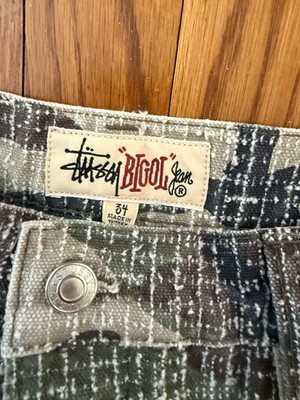 Stussy Big Ol' Woodland CAMO Canvas Needlepunch Jeans Brand New 34