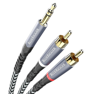 3.5Mm to RCA Audio Cable (10FT, RCA Male to Aux Audio, Braided, Headphone Jack A