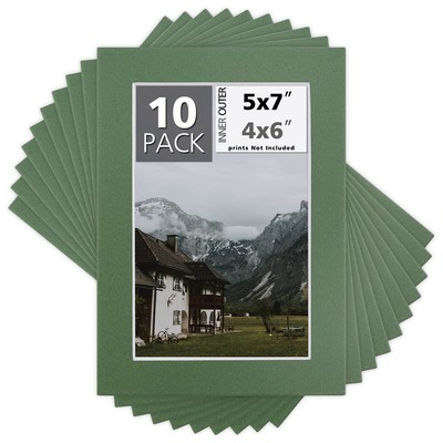Mat Board Center Pack of 10 5x7 for 4x6 Rock Garden Color Mats - Bevel Cut Ac...