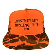 Vtg Chestnut Mtn Hunting Club Hat 1991 Camouflage Mesh Snapback Trucker Ball Cap
