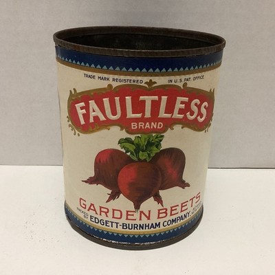 Vintage Faultless Brand Garden Beets Tin Can - Edgett- Burnham Co.