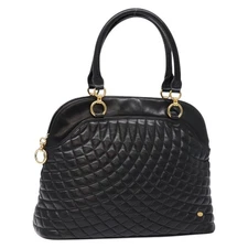 BALLY Hand Bag Leather Black Gold Auth yk19321