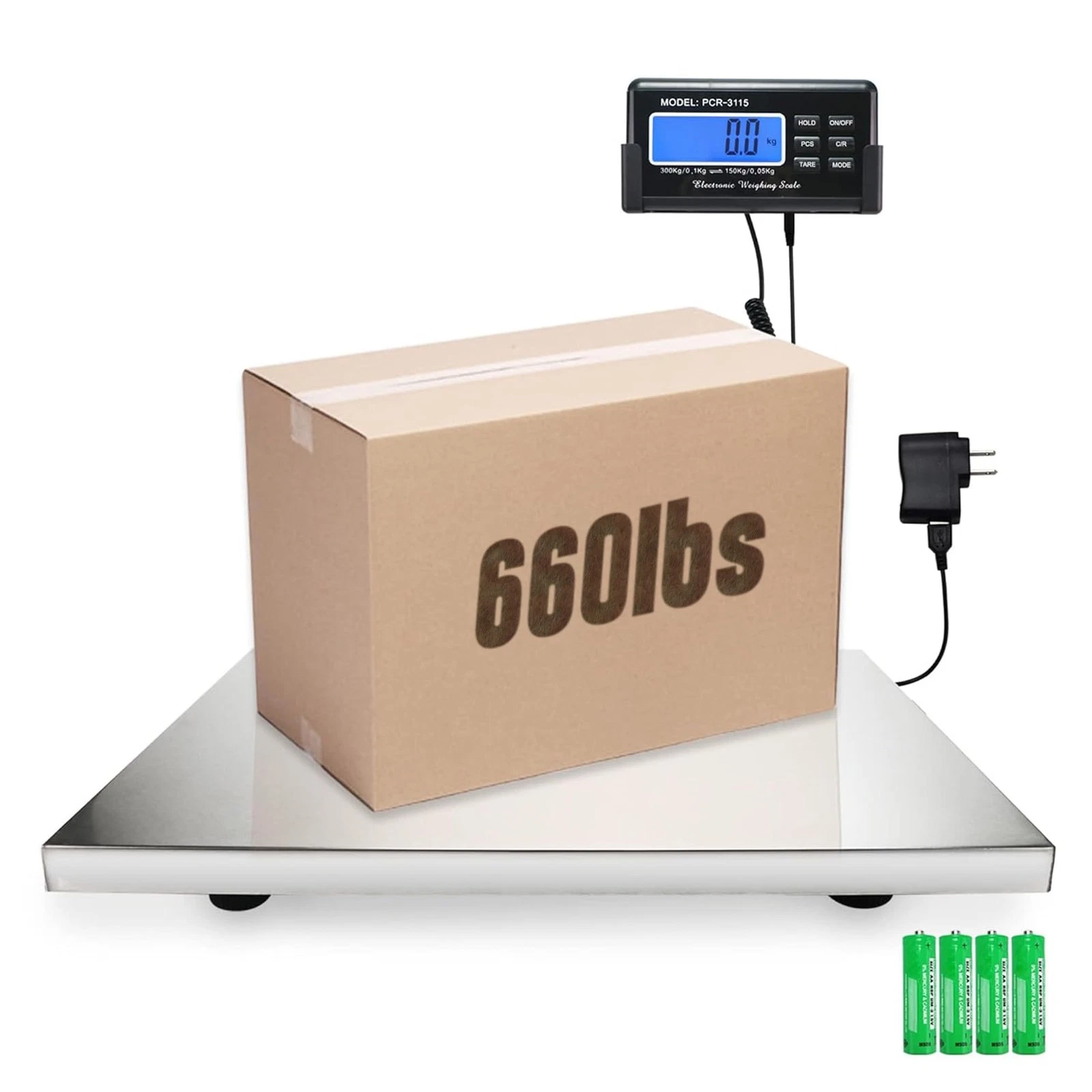 Charmline 660lbs x 0.1lbs High Accuracy Digital Postal Scale, 21x17in, Silver