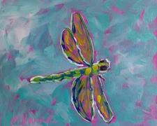 MONA VIVAR Original 8x10 Dragonfly Nature Impressionism Pop Art Painting