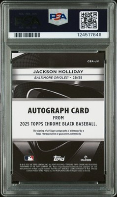 2025 TOPPS CHROME BLACK AUTOS #JH JACKSON HOLLIDAY 24/50 PSA 9 
