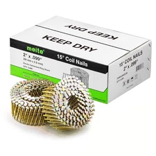 meite Siding Nails, 2" × .099'' 15 Degree Full Round-Head Ring Shank Galvanized