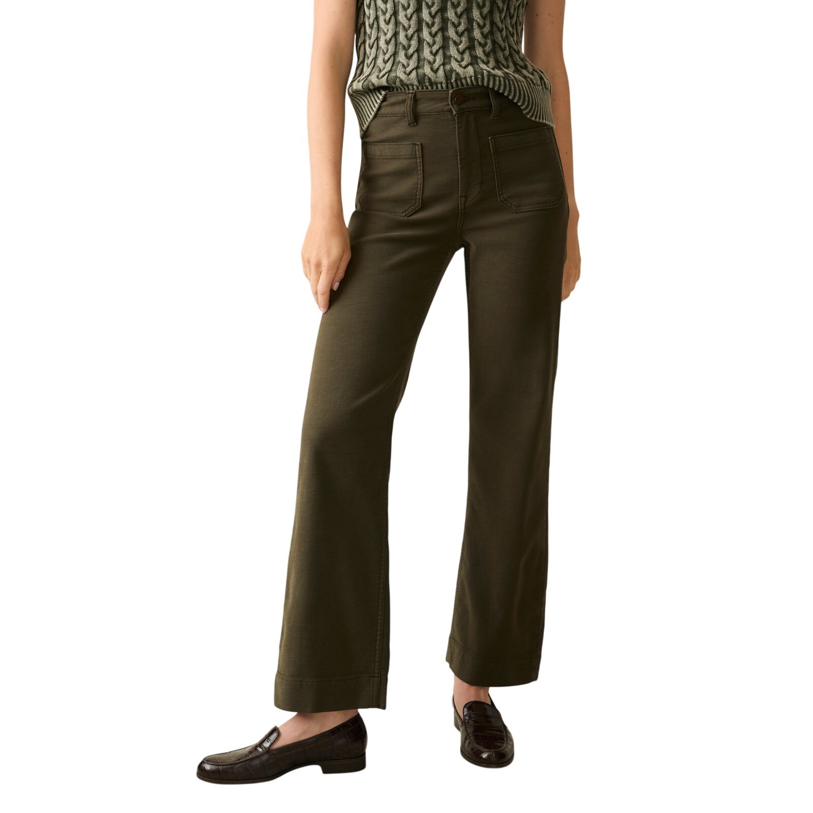 Faherty Stretch Terry Green Patch Pocket Pants Si… - image 1