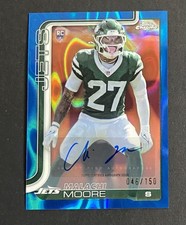 2025 Topps Chrome Football Malachi Moore RC True Blue Auto /150 Jets #RRA-MM