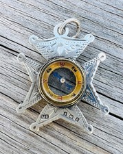 Antique Sterling Silver Compass Watch Fob Pendant Maltese Cross 1905 WORKING