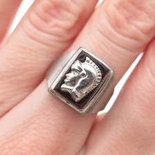 Anello guerriero romano smaltato art deco tono argento antico misura 6,5