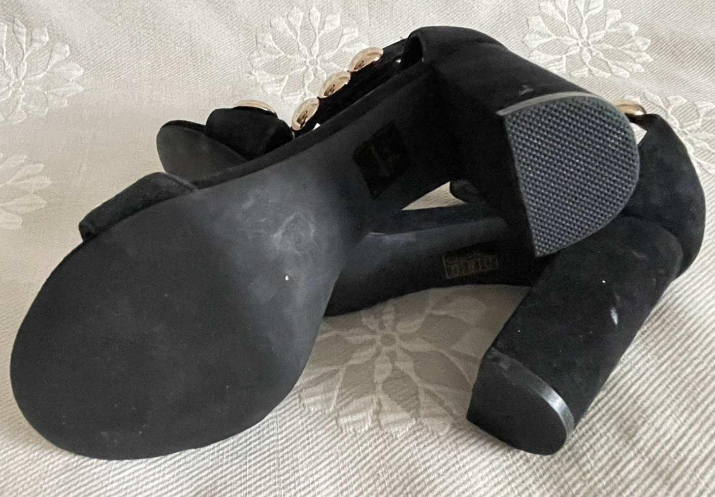 Jeffrey Campbell Black Suede Studded Ankle Strap Sandal Lindsay Sz 7.5 image 5