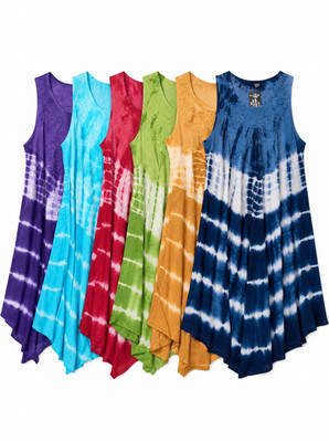 Sommerkleid Tunika A-Linie Strandkleid 40 42 44 46 48 Hippie BOHO Empire Kleid