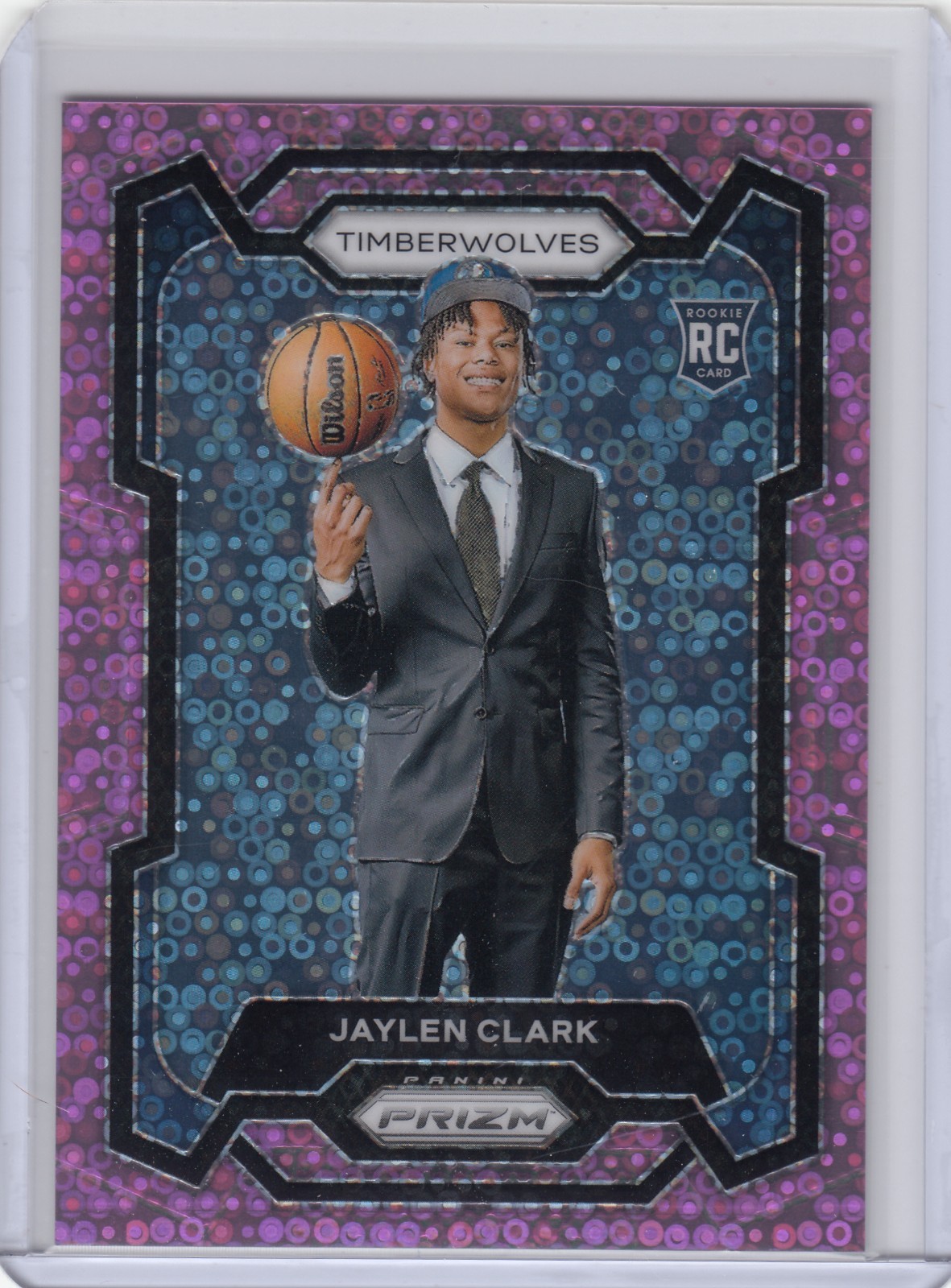 #/50  Jaylen Clark  SP RC ▪ 2023-24 Prizm  Fast Break PINK Disco #166  Rookie