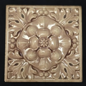 Antique Victorian Style Flower and Acanthus Leaf Motif Tile
