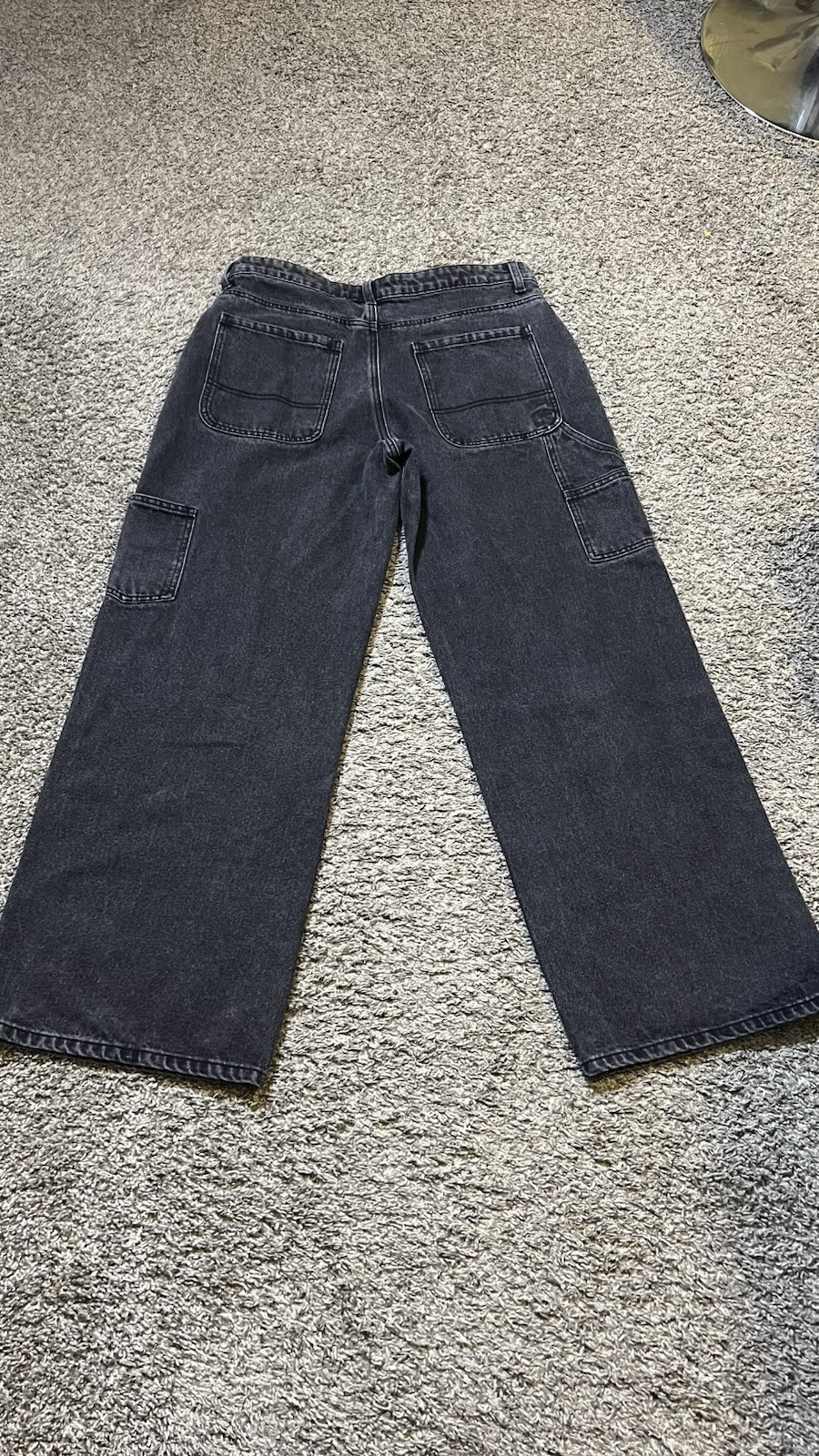 Edikted Ayla Low Rise Wide Leg Carpenter Jeans Woman’s Size L Black Washed