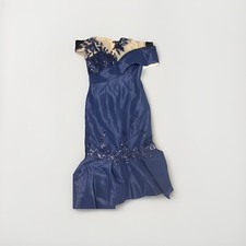 Navy Blue Elegant Satin Evening Dress Women's