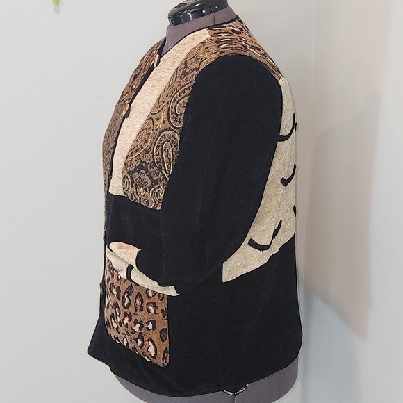New 80s 1X Patchwork Jacket Leopard Paisley Tapes… - image 6