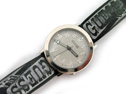 Guess Y2K Crystal-Trim Silver Dial Working Watch White Leather Strap Retro GUESS Women main image 2