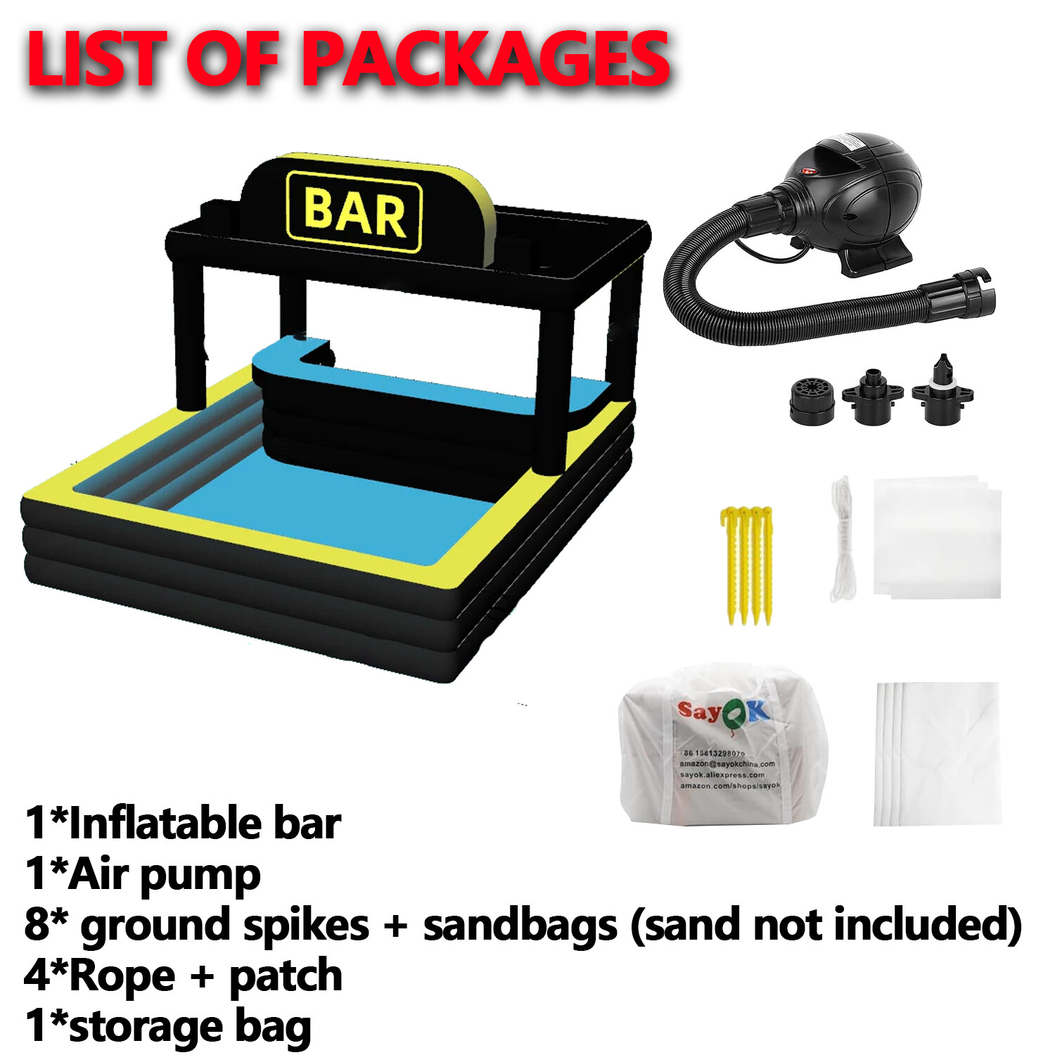 16x13ft Inflatable Pool Bar Inflatable Pub House Blow Up Pool Barfor Party PVC