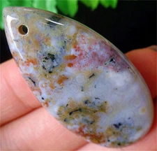 46x23x6mm Natural Crazy Lace Ocean Agate Teardrop Reiki Pendant Bead BQ63339