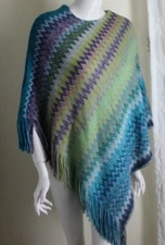 Estate Designer ZIG-ZAG CHEVRON Poncho Sweater O/S XS S M L