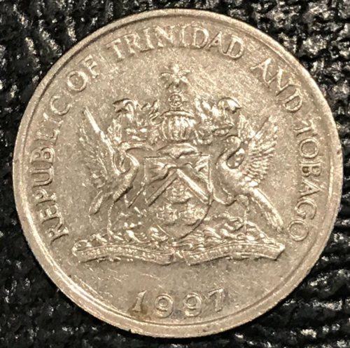 HIGH GRADE AU/UNC 1997 TRINIDAD AND TOBAGO 25 CENTS COIN-AGT725