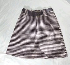 Vintage 60  s Houndstooth Mini Skirt Purple And White Hippie Retro Sz Small