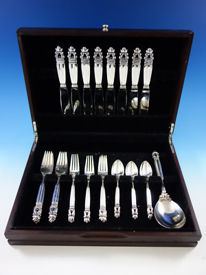 Acorn by Georg Jensen Sterling Silver Flatware Set For 8 Service