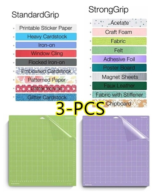 3-PCS Cutting Mat For Cricut Maker Explore Air Air Vinyl Fabric Variety  Grip N