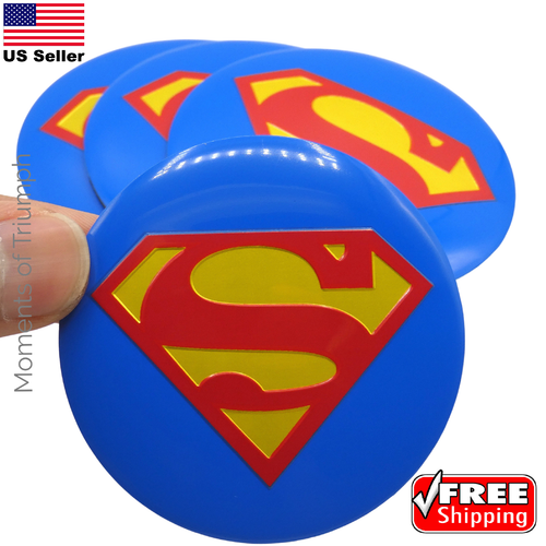 (4 PACK) Superman Wheel Center Hub Cap Sticker Decal 56mm 2.20" diameter (Blue) - Picture 10 of 12