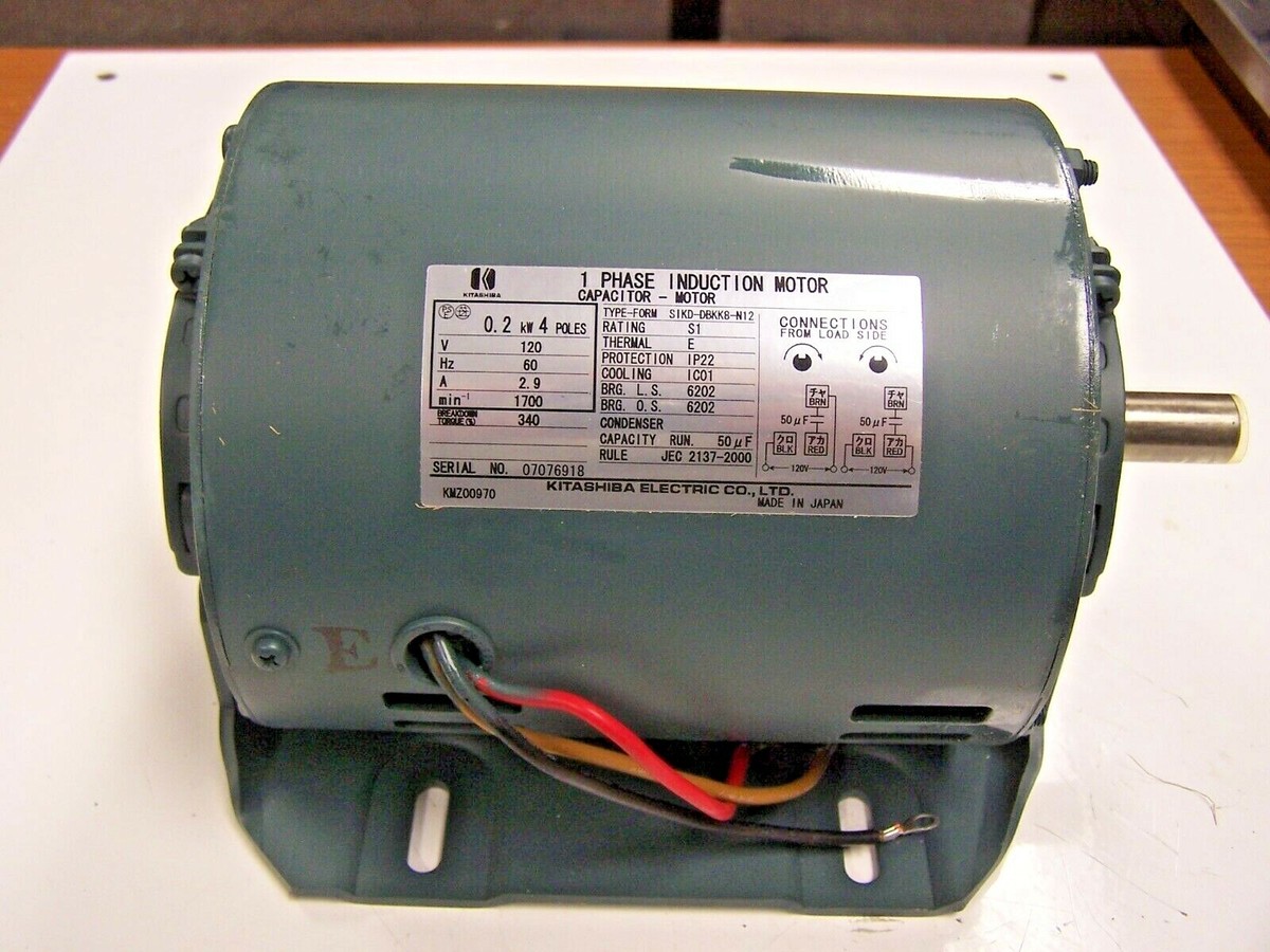 NEW KITASHIBA .2KW INDUCTION MOTOR 1700 RPM 4 POLE 1Ø 120V 2.9A