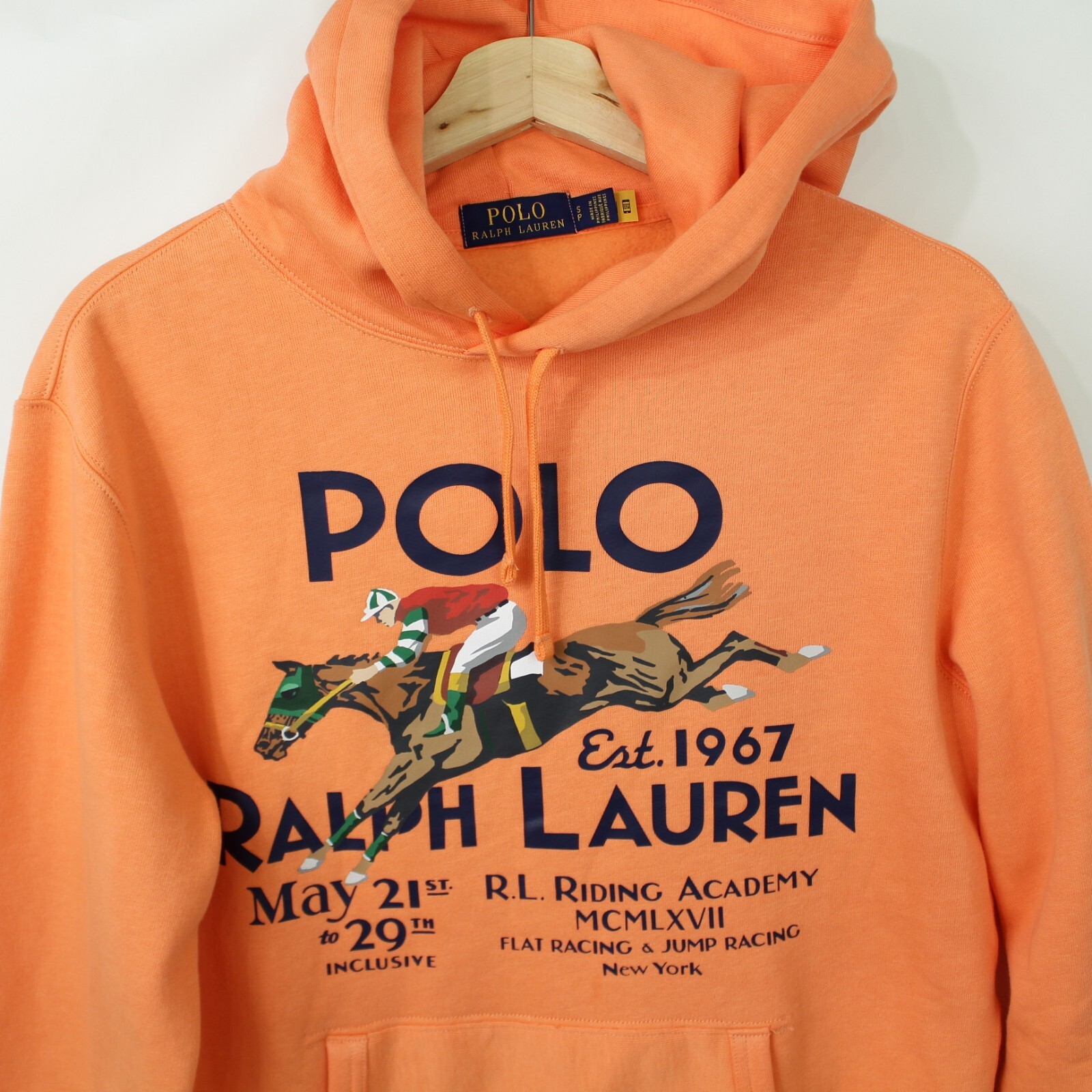 Polo Ralph Lauren Felpa con Cappuccio S Uomo Pony Grafica 1967 Equitazione Accademia Arancione