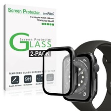 amFilm 2 PK Case and Screen Protector for Apple Watch Series 6 44mm - iWatch 