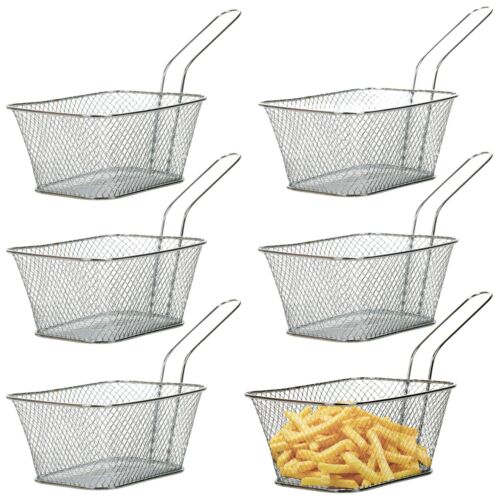 14x11x7cm Non Stick Chrome Metal Deep Frying Basket Chips French Fries Kitchen - Picture 2 of 5