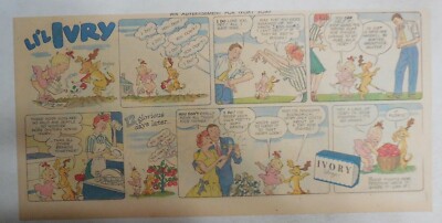 Ivory Soap Ad: Li'l Ivry Newlywed Garden Romance ! 1940's Size:  7.5 x 15 inch