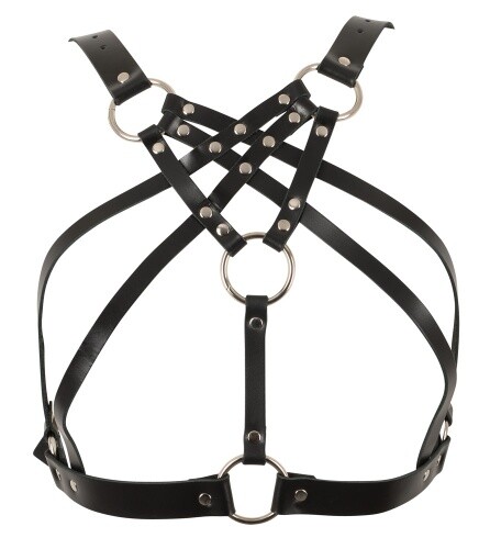 Leder Brust-Geschirr Harness BDSM Erotik Bondage Riemen Fetisch BH Schwarz - Bild 6 von 7