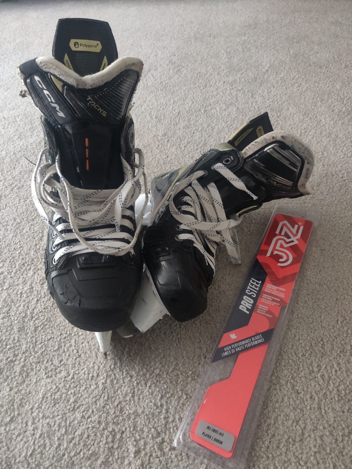 Ccm tacks asv pro ice hockey skates size 7 wide used pro stock JRZ steel carbon eBay