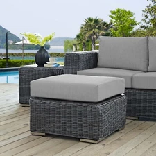 Modway Summon Outdoor Patio Sunbrella® Ottoman in Canvas Gray