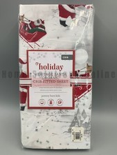 Pottery Barn Kids Flannel Heritage Black Santa Fitted Sheet Multi Crib H688C