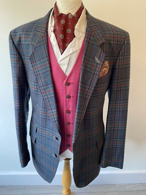 YVES SAINT LAURENT Herren GRAU RUSTIKAL MIX KARIERT REINE WOLLE TWEED SPORT JACKE 46''
