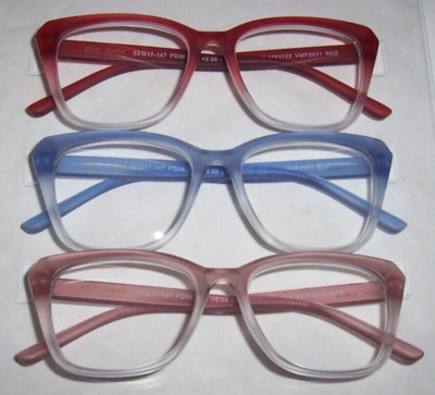 NEW Betsey Johnson 3 PAIR Reading Glasses OMBRE BERRY/BLUE/LIGHT PINK +1.50