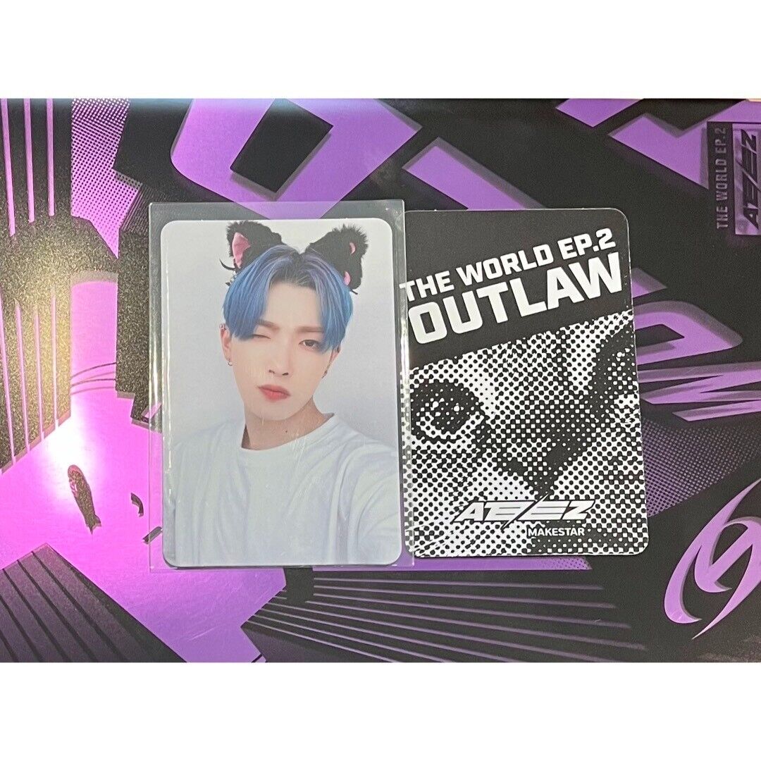 ATEEZ THE WORLD EP2 OUTLAW Hongjoong Photocard Black Cat Ver ATEEZ THE WORLD EP2 OUTLAW Hongjoong Photocard Black Cat Ver