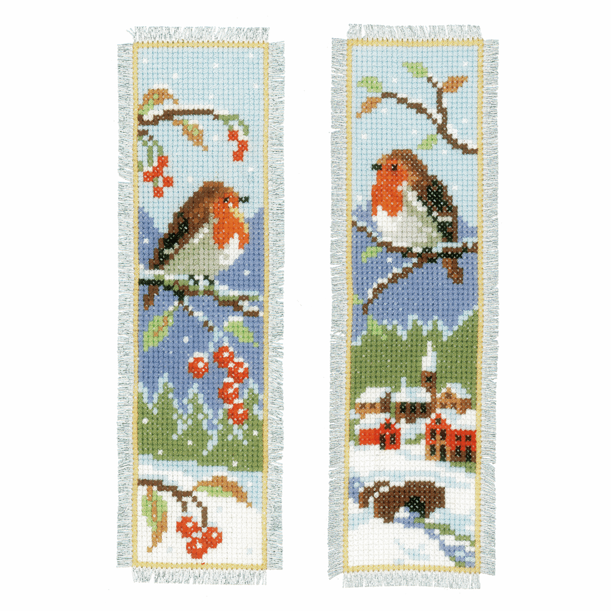 Vervaco Counted Cross Stitch: Bookmark: Robins: Set of 2, COTTON, NA, 6 x 20cm - Image 3