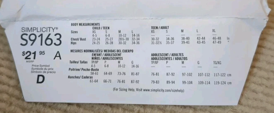 Simplicity Pattern S9163 Alien Costume Robe Unisex Adult Childrens XS - XL UNCUT - Image 3 of 4