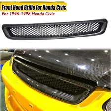 Carbon fiber Front Hood Mesh Grill Grille ABS For 96-98 Honda Civic EK JDM CX DX