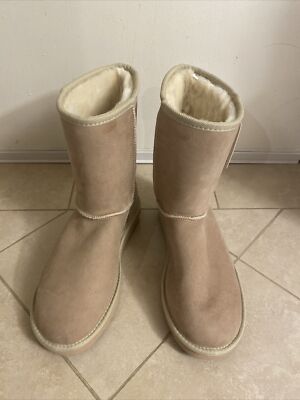 Pure Aussie Ugg Sheepskin Boots Sand Color Size 12 Brand New In