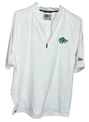 New Era 1/4 Zip Short Sleeve Pullover Cage Jacket Mens Size M Medium White Logo