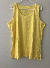 Susan Graver Petite Weekend Comfy Cotton Tank - Lemonade sz XL A479156 -
