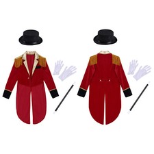 Kids Boys Uniform Magician Ringmaster Costume Circus Outfit Gloves Jacket Set