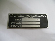 Nameplate Sign Cisitalia Argentina Vintage Car